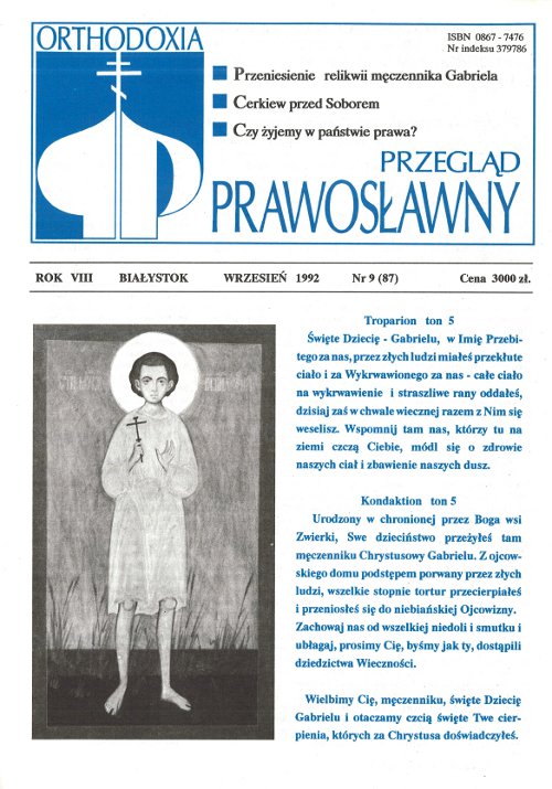 Przegląd Prawosławny 9 (87) 1992