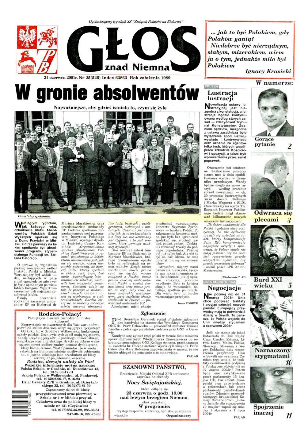 Głos znad Niemna 25 (526) 2001