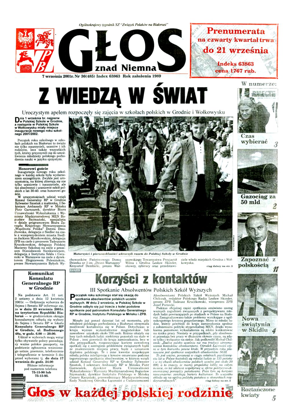 Głos znad Niemna 36 (485) 2001