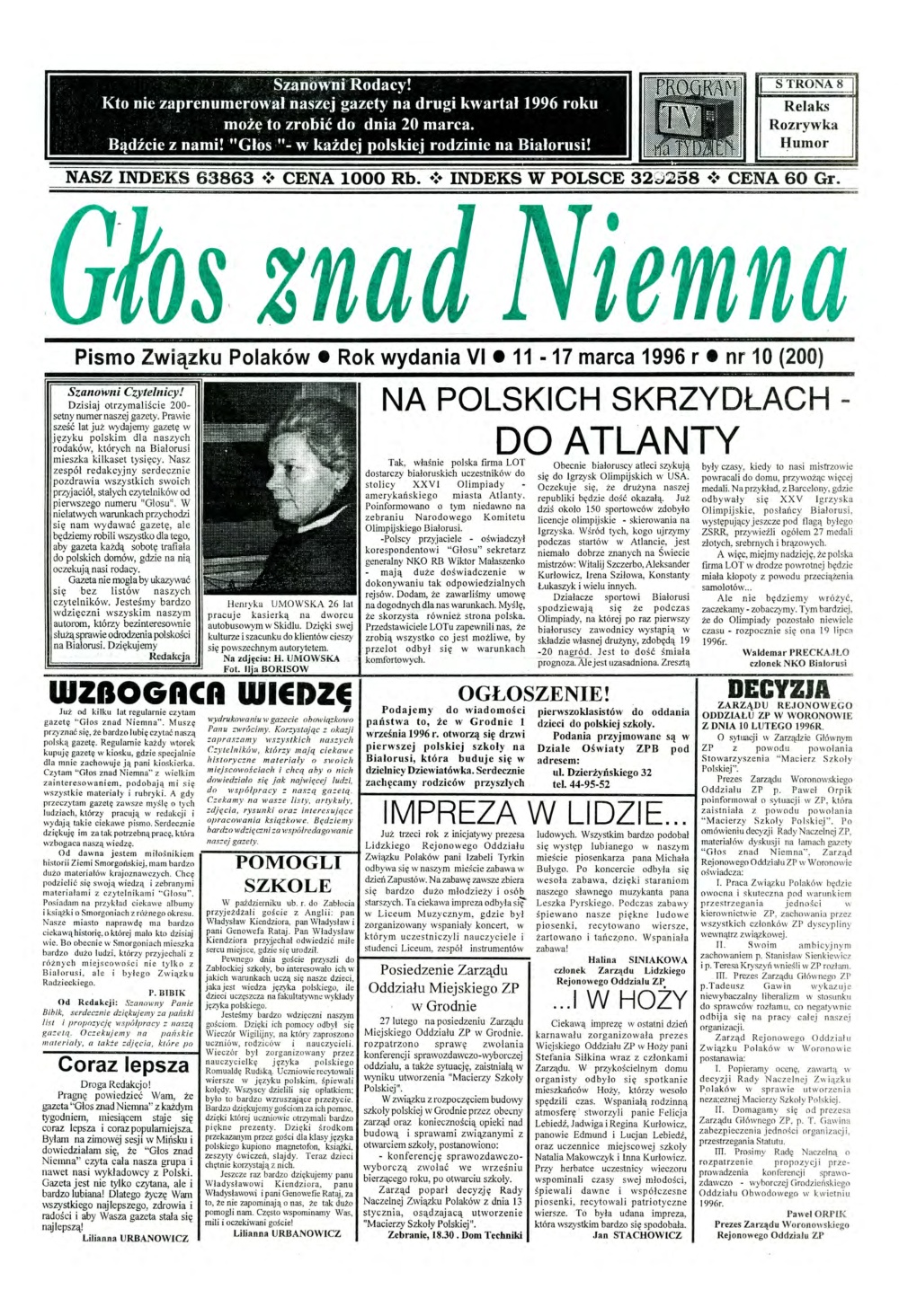 Głos znad Niemna 10 (200) 1996