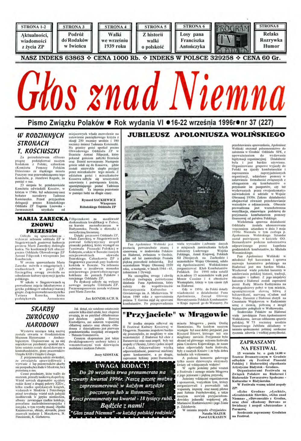 Głos znad Niemna 37 (227) 1996