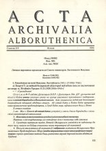 Acta Archivalia Alboruthenica 8-9